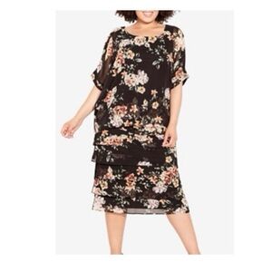 Evans Printed Overlay Shift‎ Dress